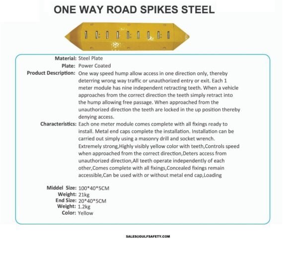 Supplier of One Way Road Hump Spikes Steel in UAE